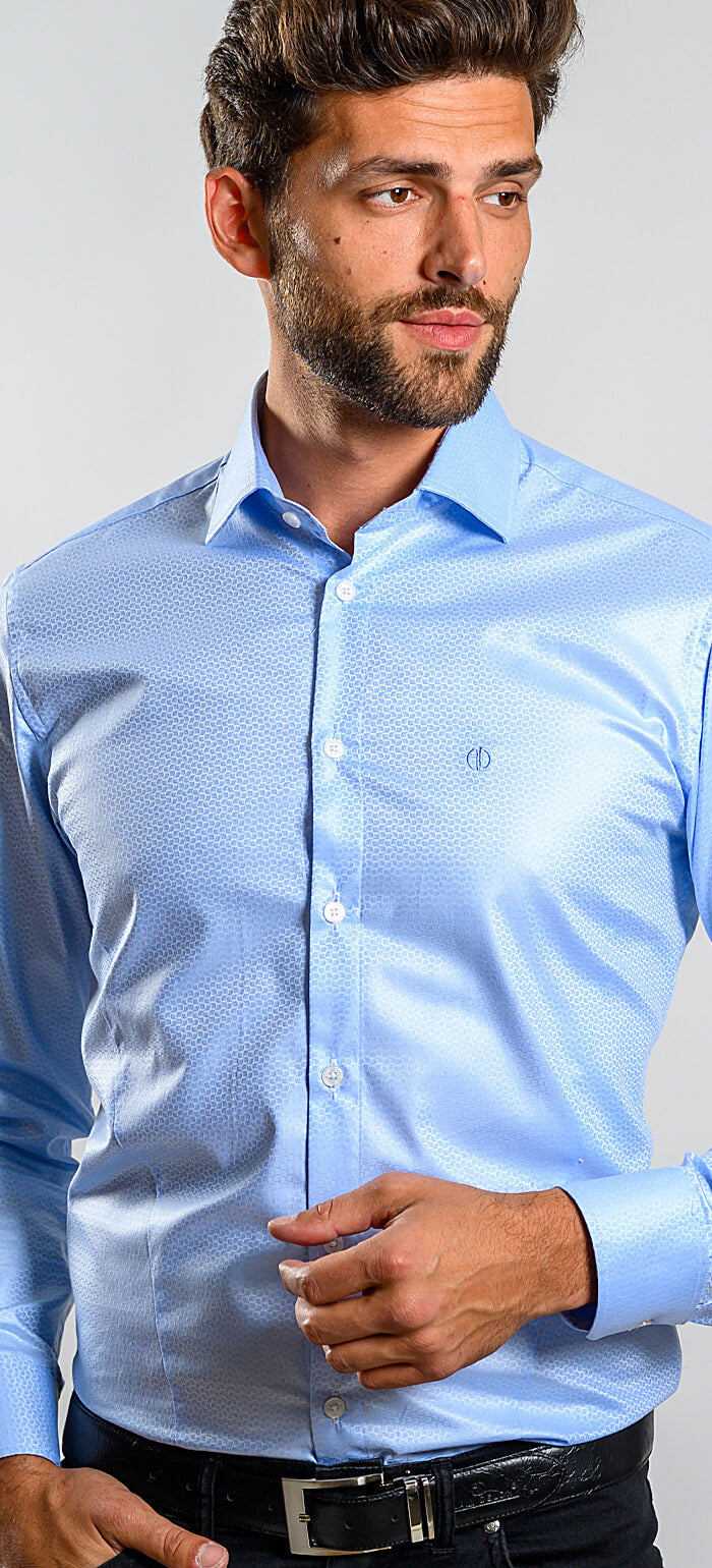 Light blue Extra Slim Fit shirt with a subtle sheen