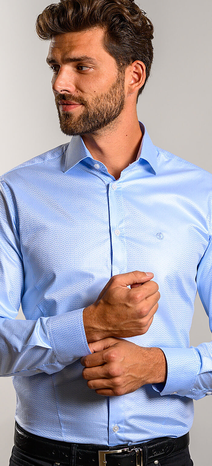 Light blue Extra Slim Fit shirt with a subtle sheen