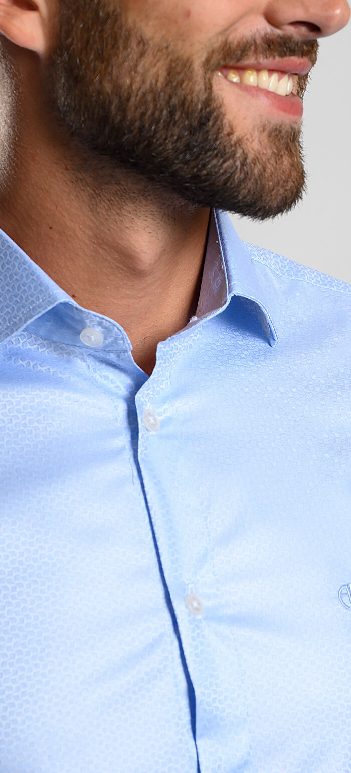 Light blue Extra Slim Fit shirt with a subtle sheen