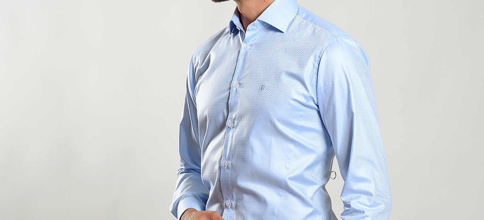 Light blue Extra Slim Fit shirt with a subtle sheen