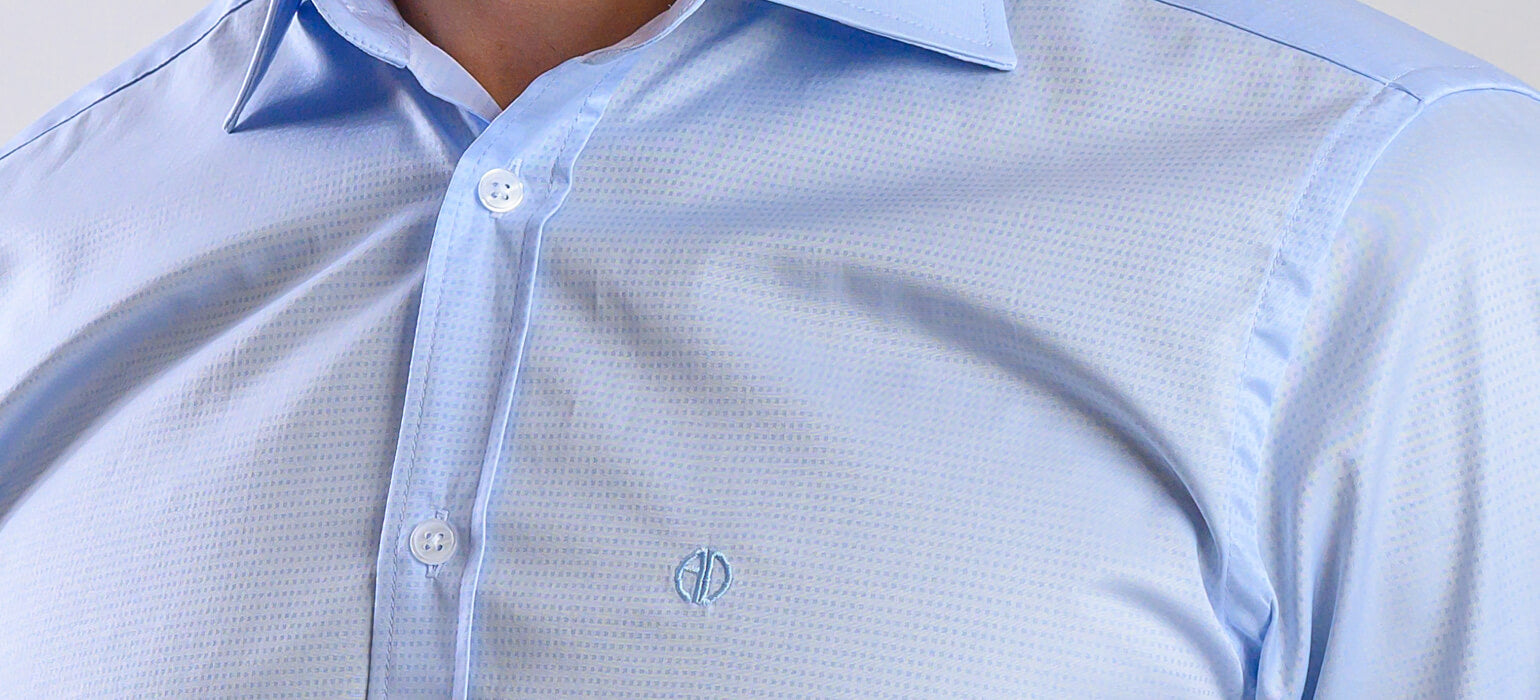 Light blue Extra Slim Fit shirt with a subtle check pattern