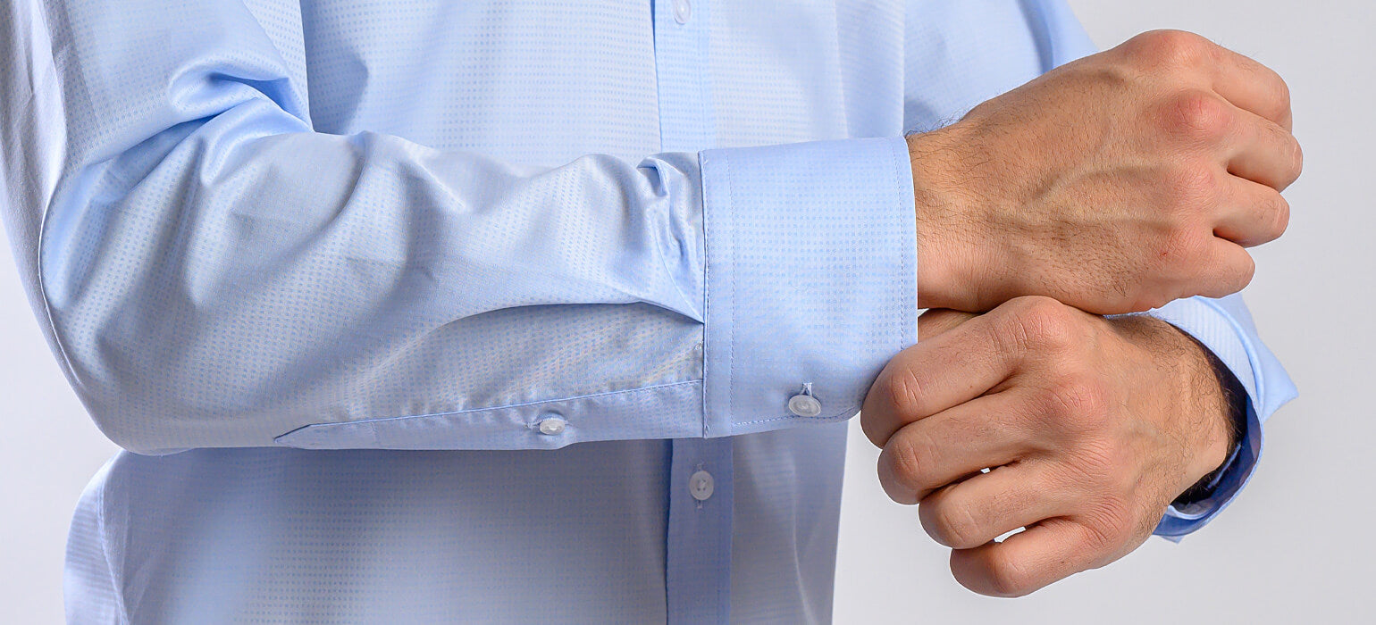 Light blue Extra Slim Fit shirt with a subtle check pattern