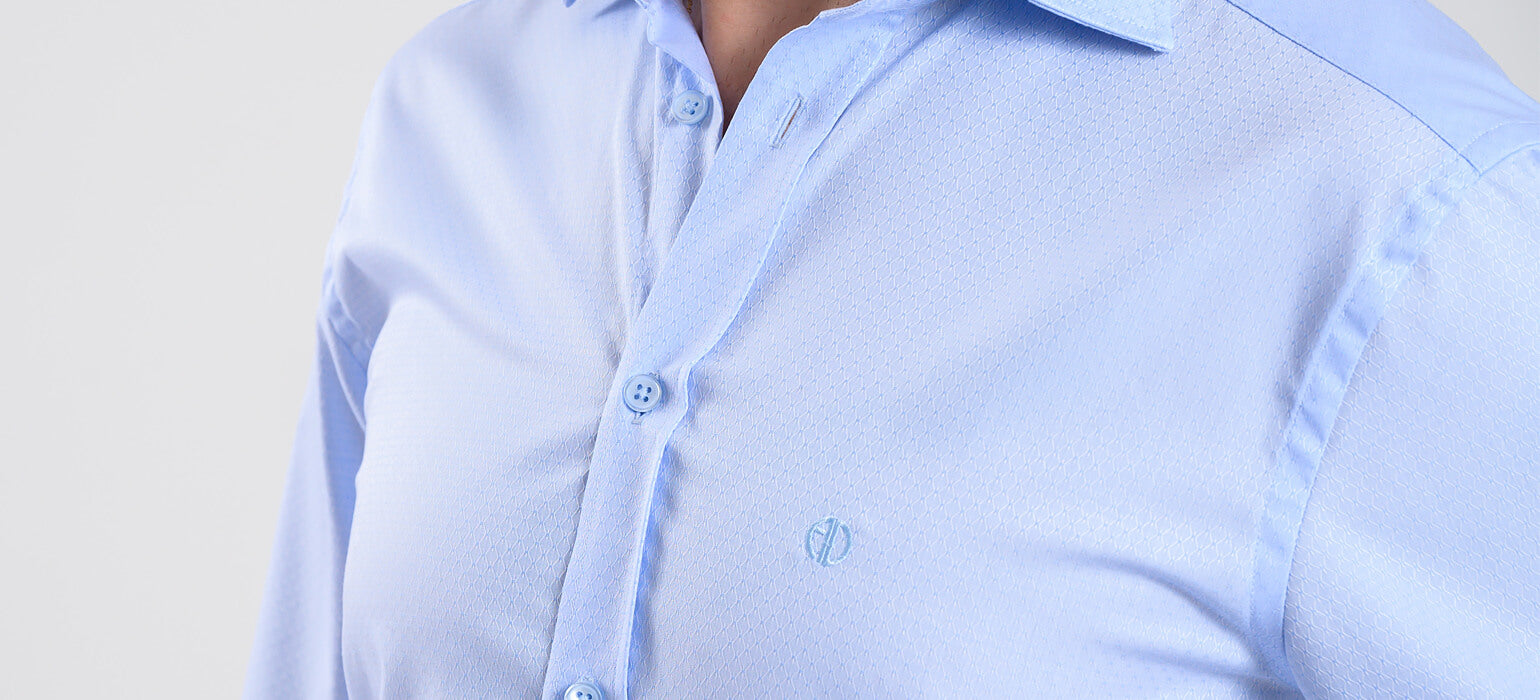 Light blue Extra Slim Fit shirt with a subtle pattern