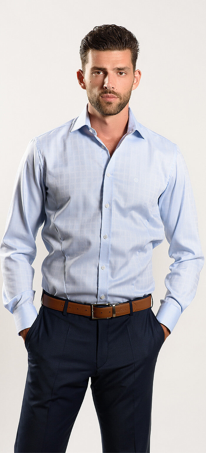 Light blue checked Extra Slim Fit shirt