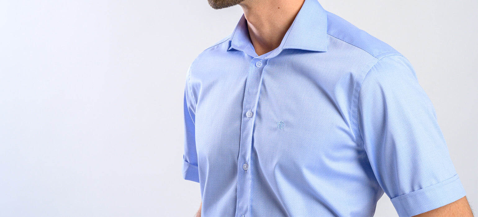 Pale blue slim fit short sleeve shirt