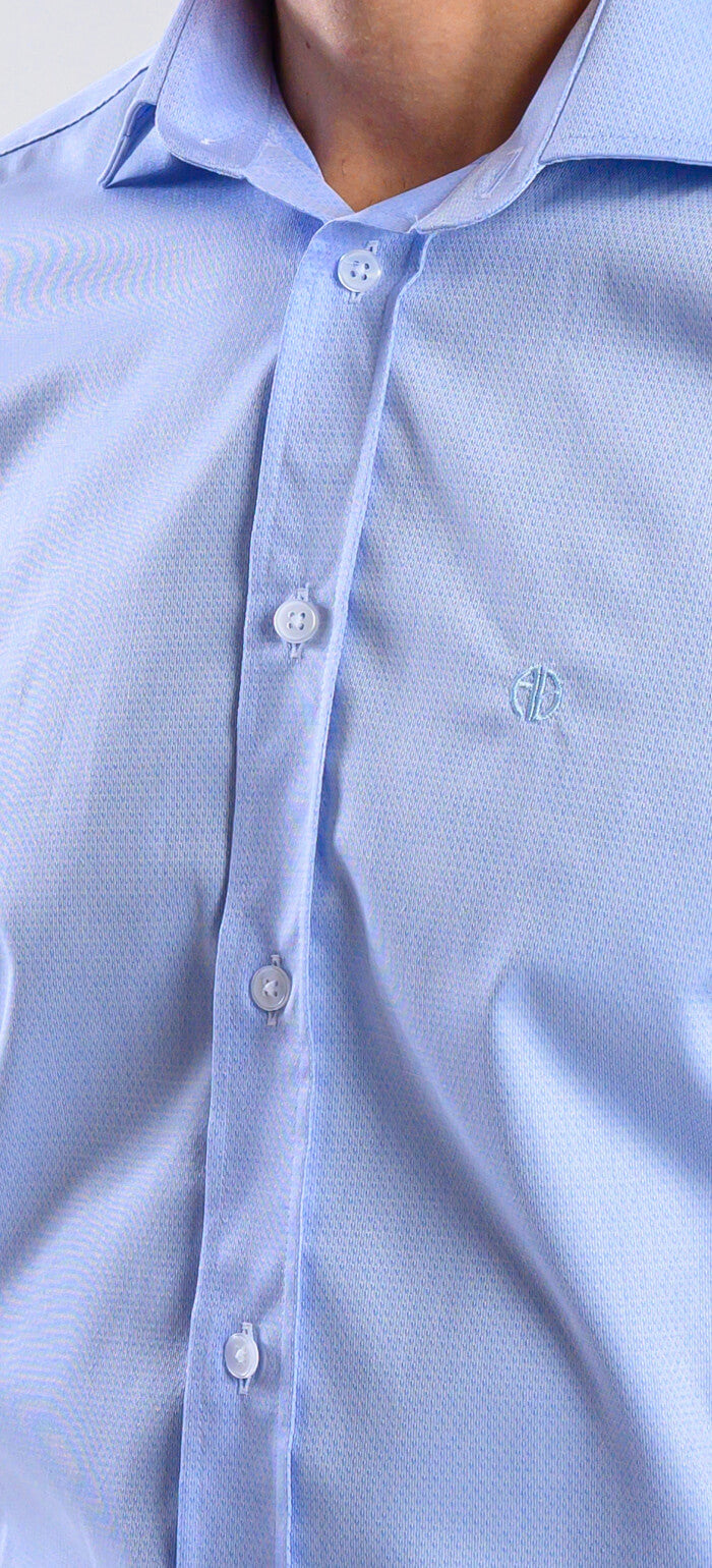 Pale blue slim fit short sleeve shirt