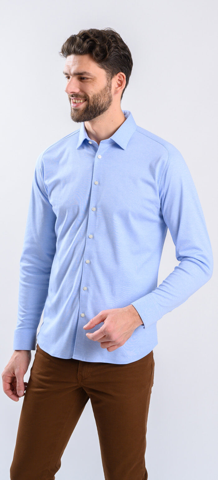 Light blue stretch Extra Slim Fit shirt with anti-wrinkle treatment