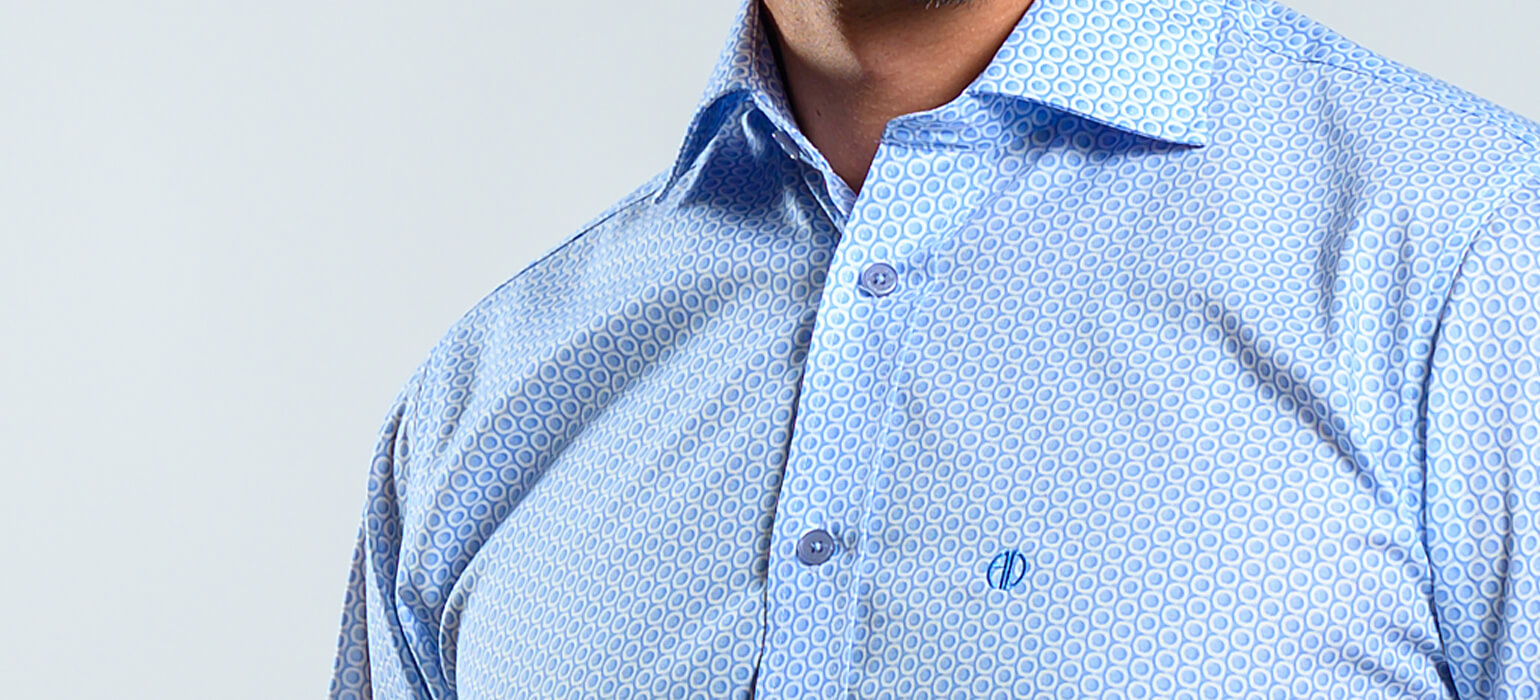 Pale blue patterned Slim Fit shirt