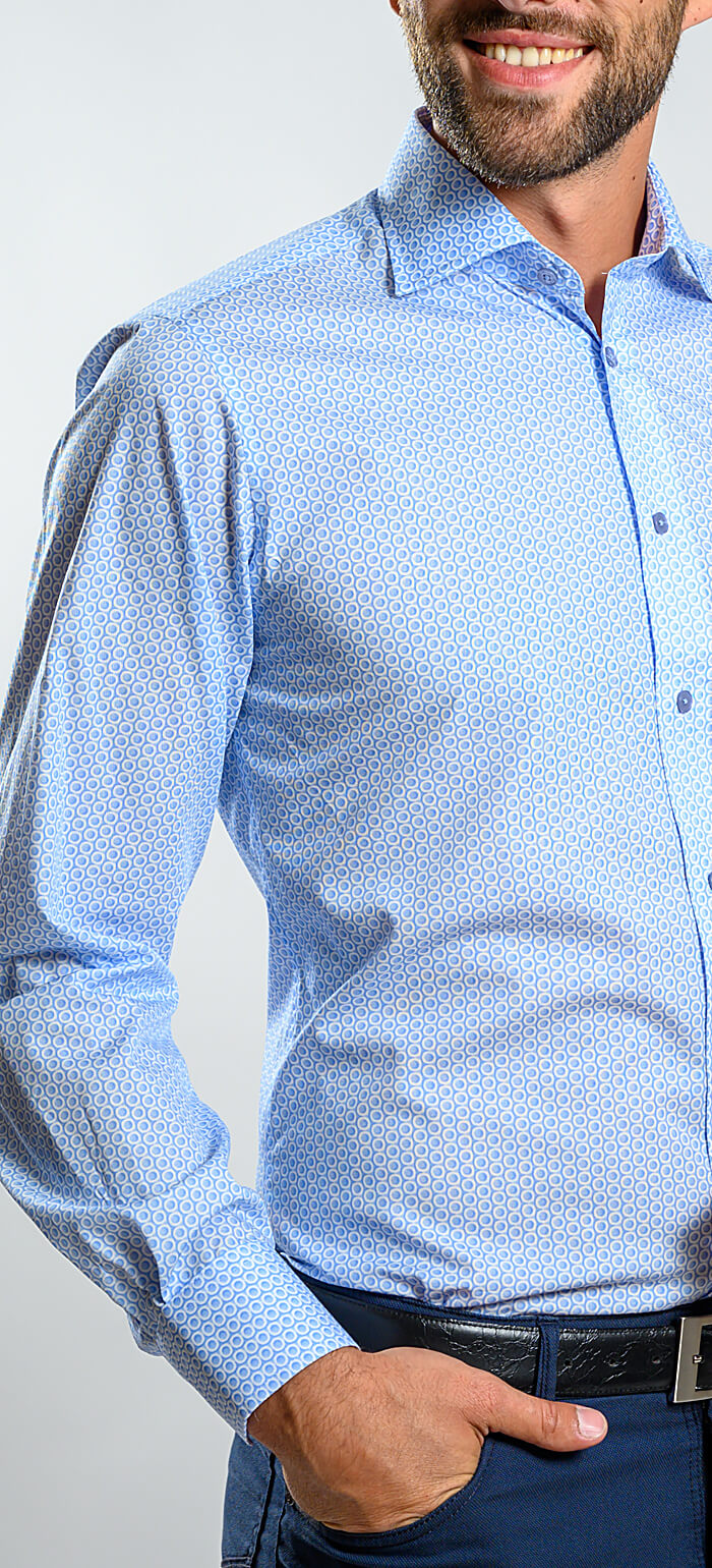 Pale blue patterned Slim Fit shirt