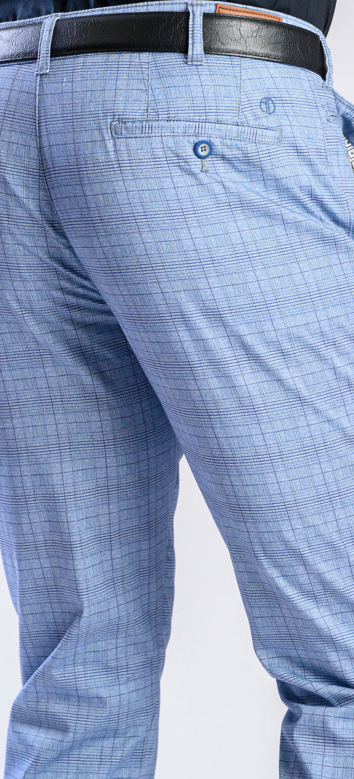 Light blue checked chinos