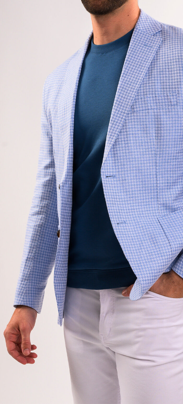 Pale blue and white summer jacket