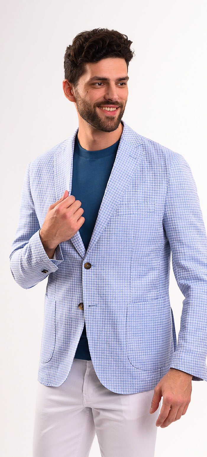 Pale blue and white summer jacket