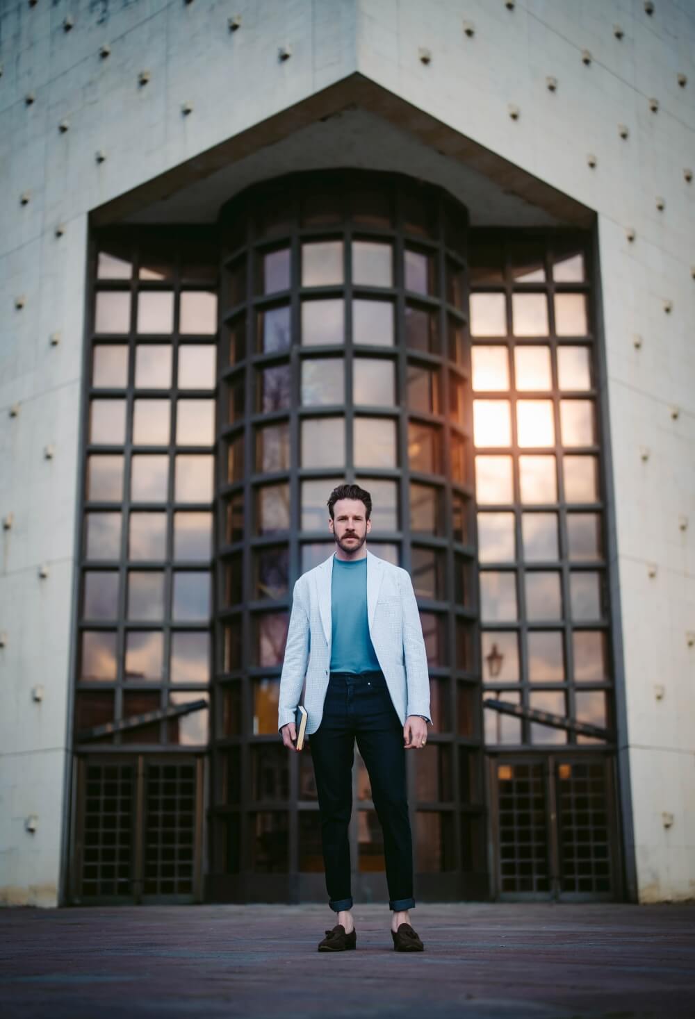 Pale blue and white summer jacket