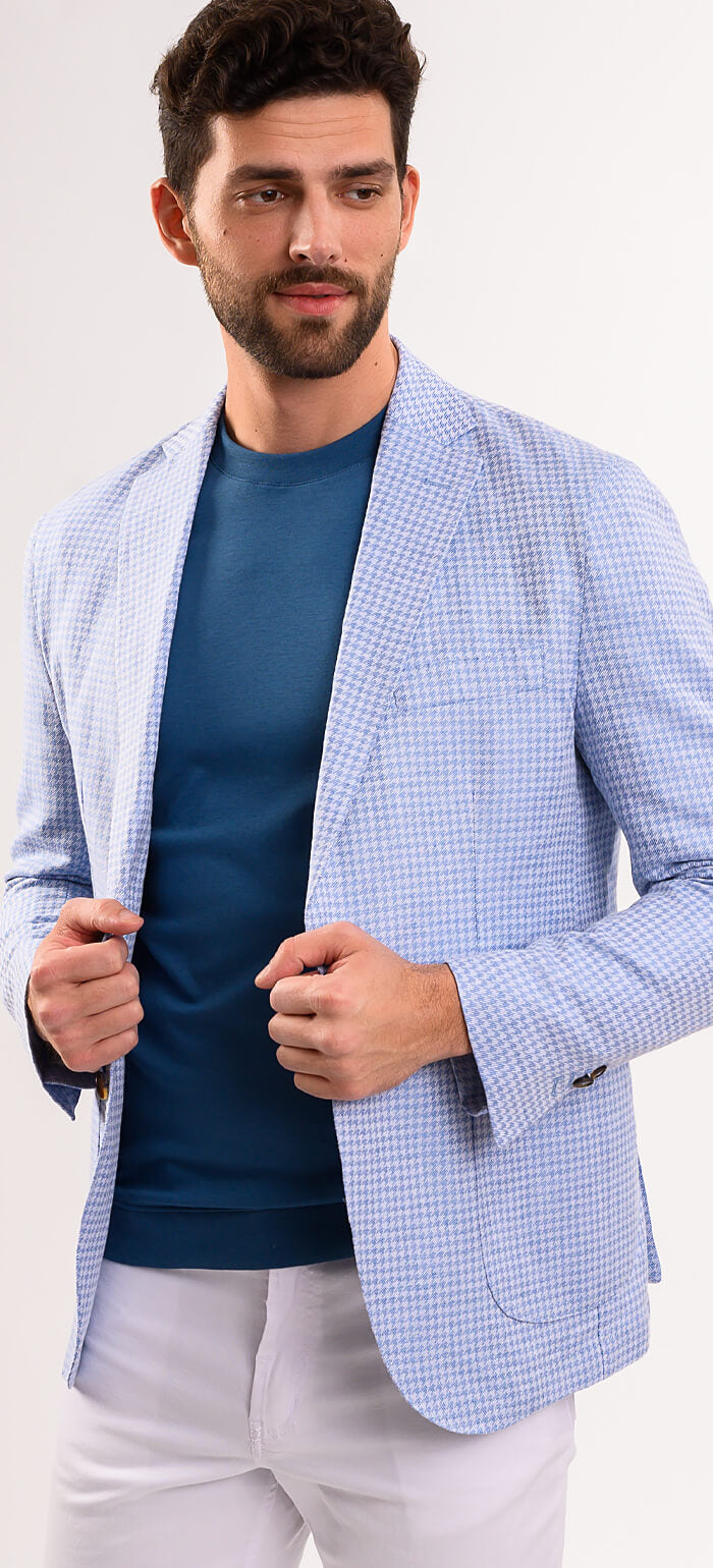 Pale blue and white summer jacket