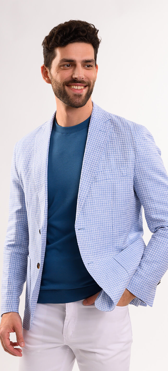 Pale blue and white summer jacket