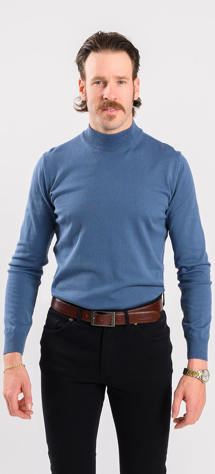 Pale blue cotton turtleneck