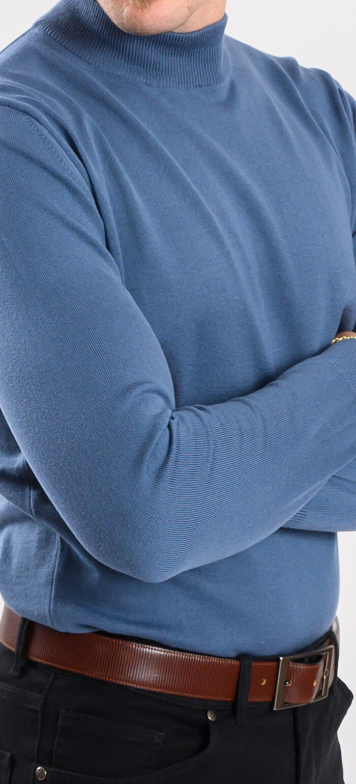 Pale blue cotton turtleneck