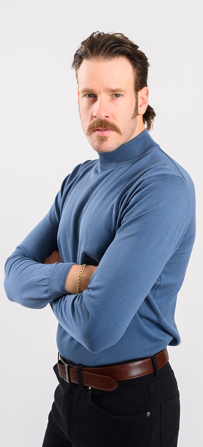 Pale blue cotton turtleneck