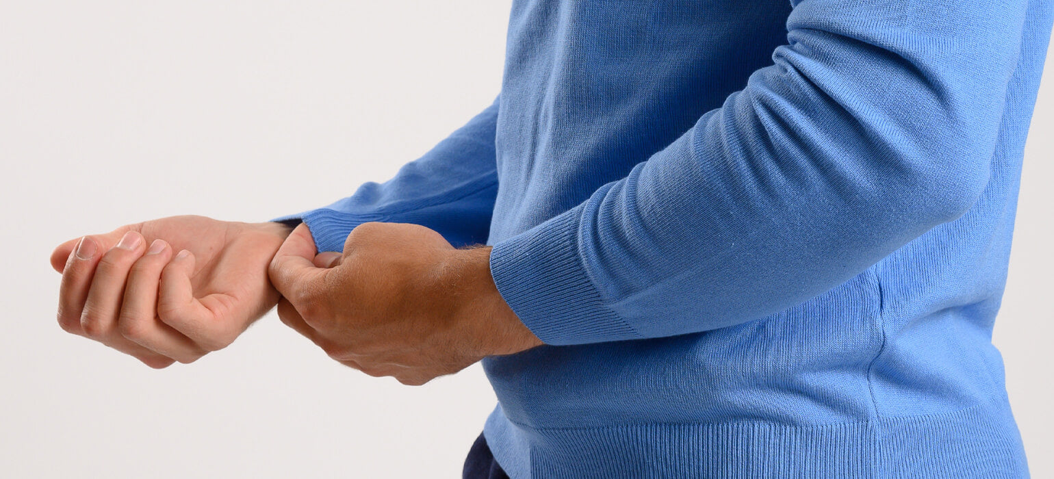 Pale blue cotton round neck sweater