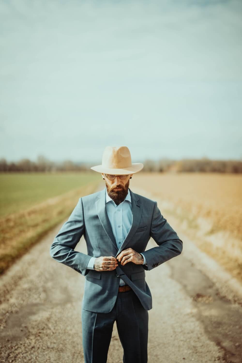 Light blue slim fit suit