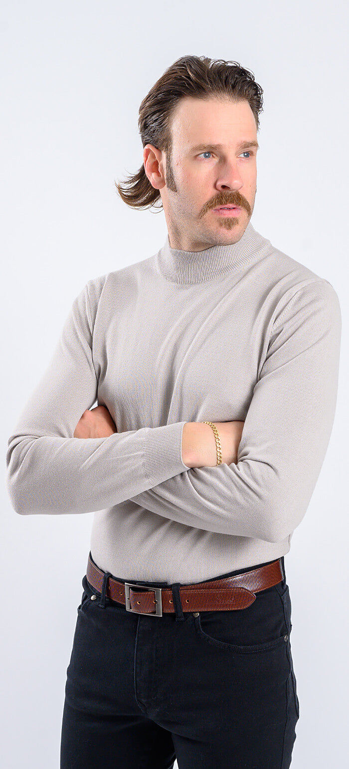 Pale gray cotton turtleneck