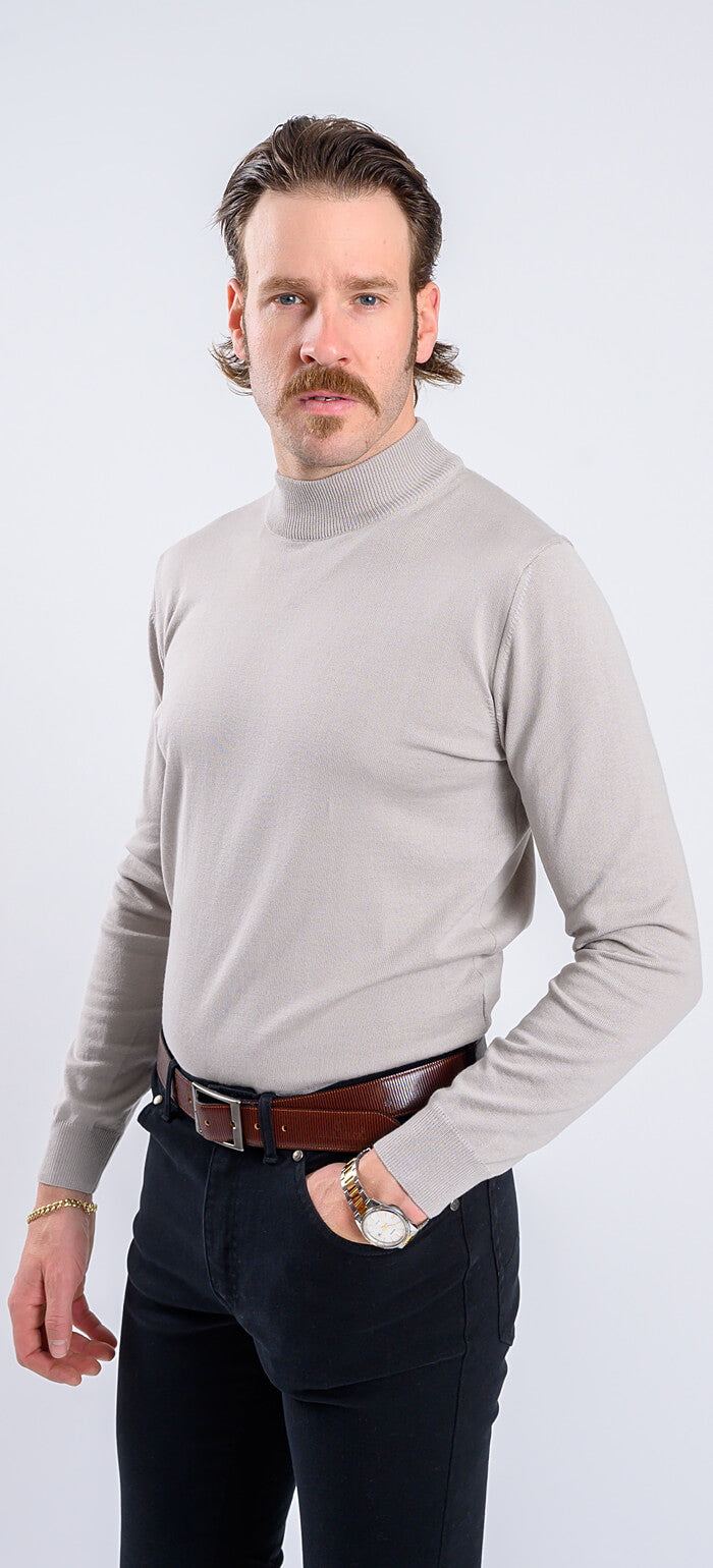 Pale gray cotton turtleneck