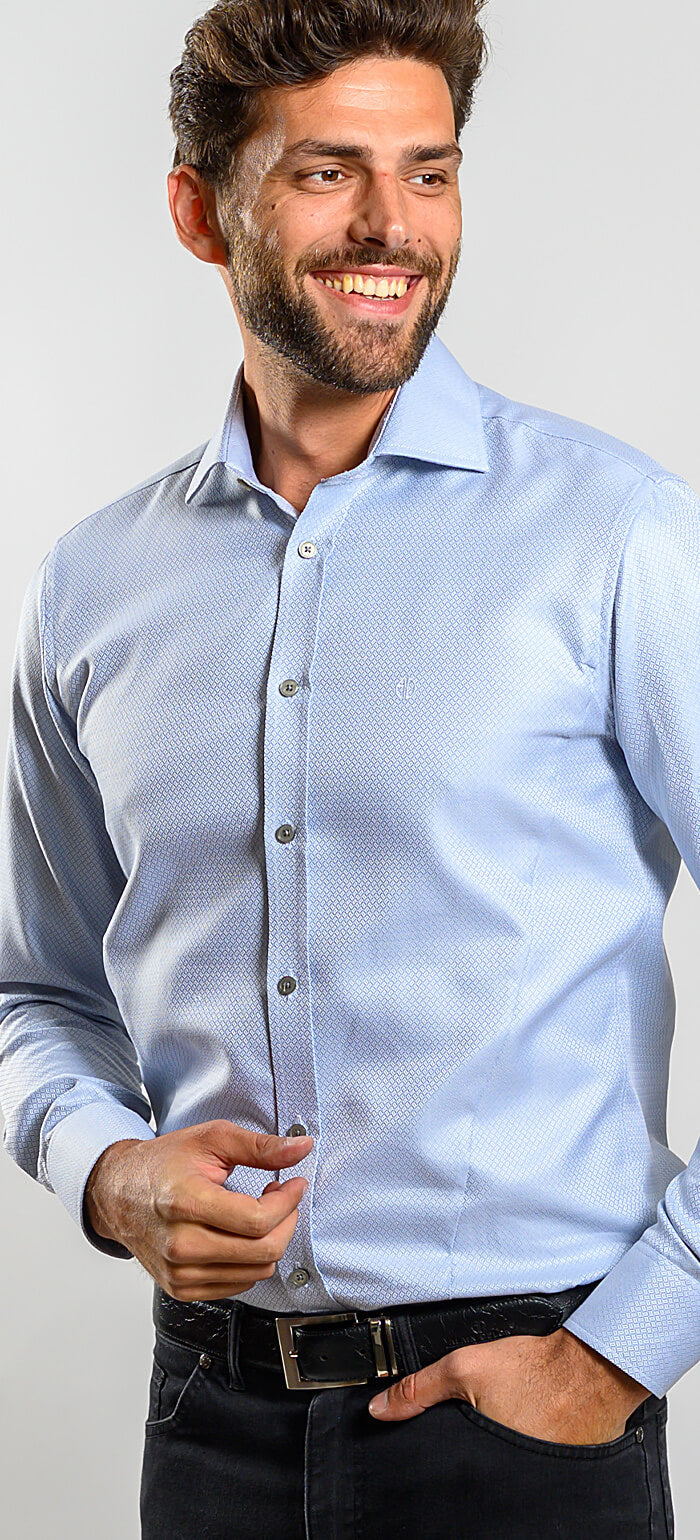 Pale grey Extra Slim Fit shirt with a subtle sheen
