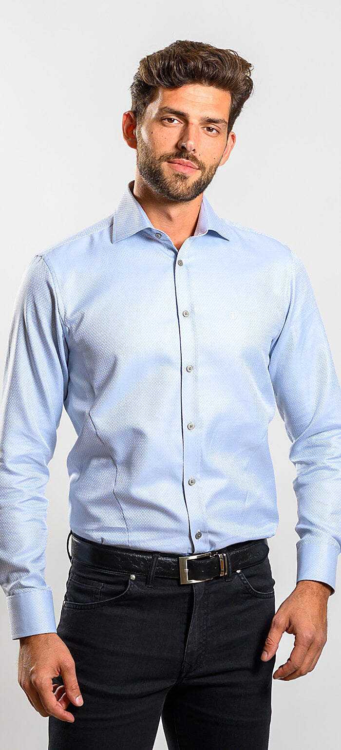 Pale grey Extra Slim Fit shirt with a subtle sheen