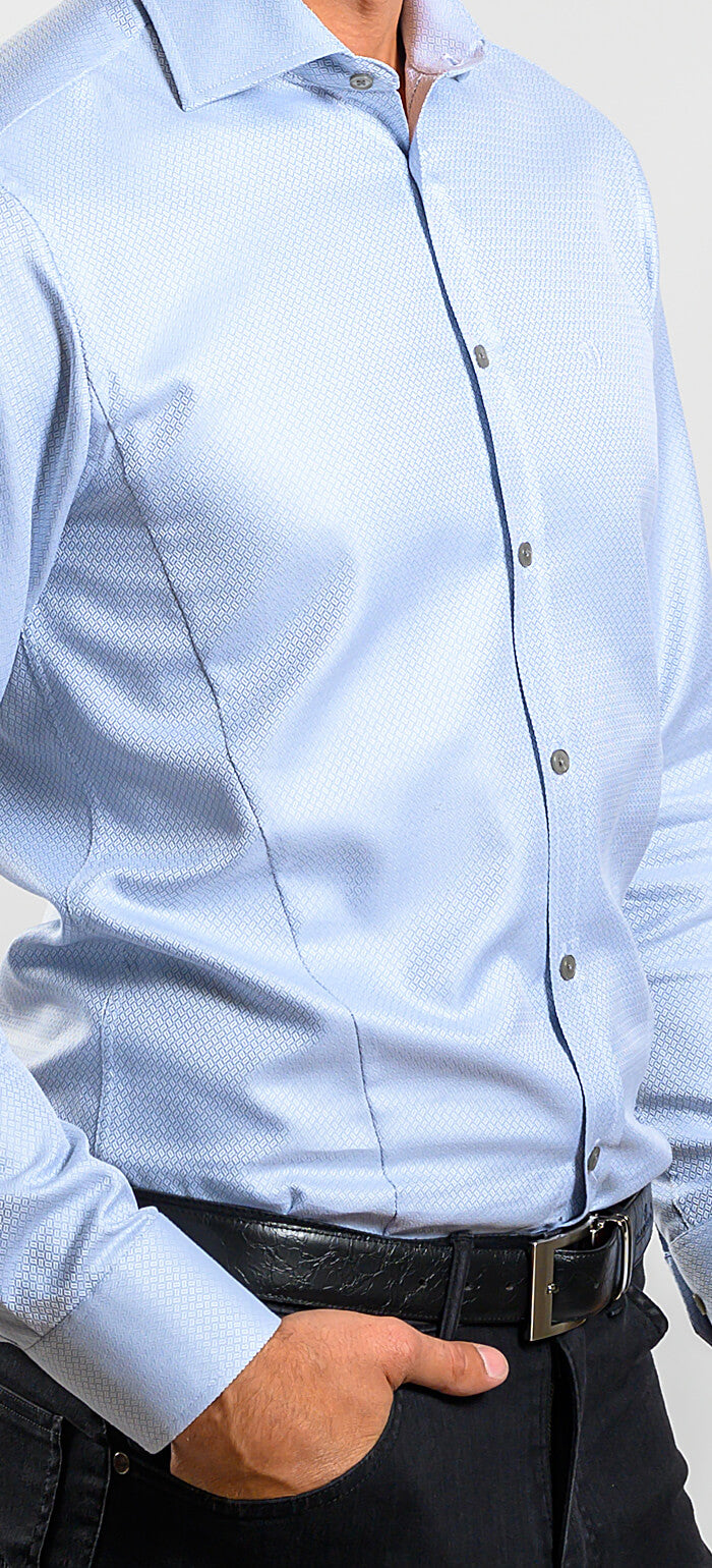 Pale grey Extra Slim Fit shirt with a subtle sheen