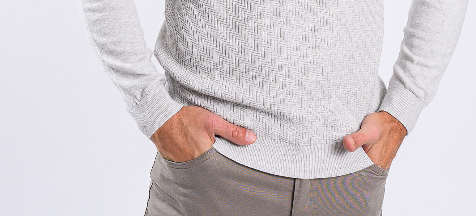 Pale gray knitted polo shirt