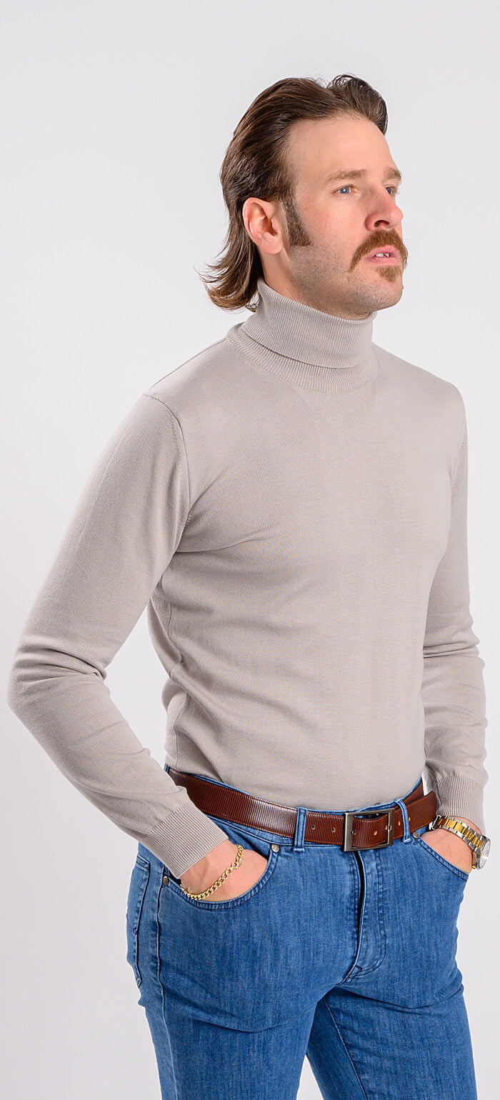 Pale grey cotton turtleneck
