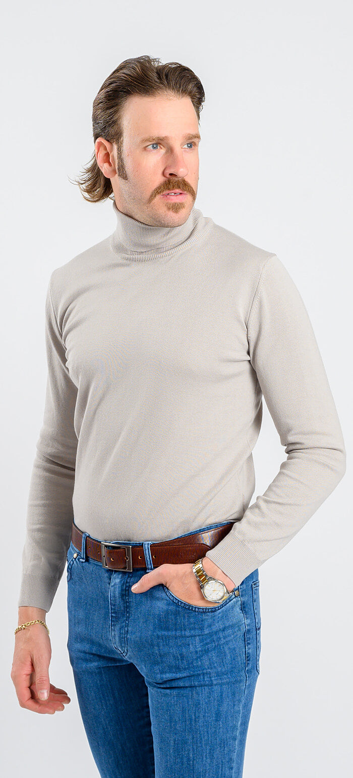 Pale grey cotton turtleneck