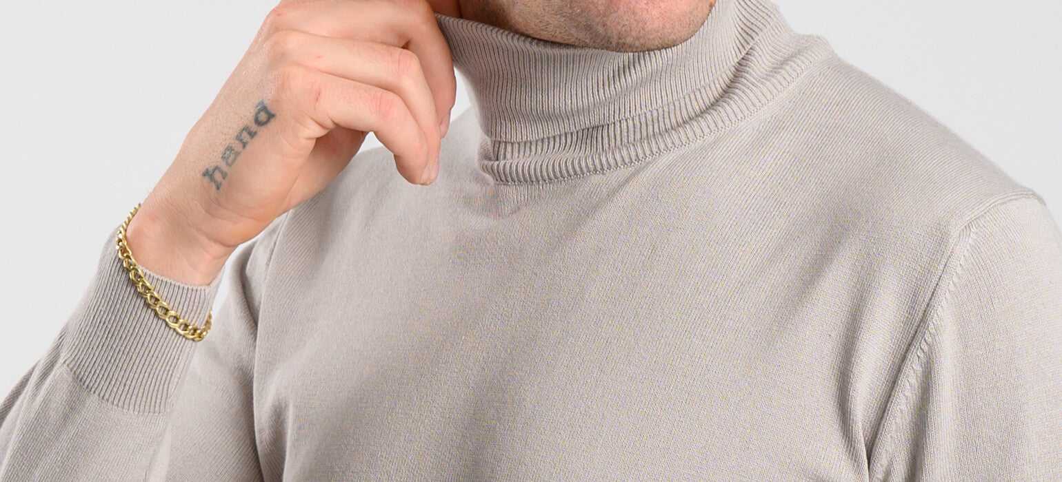Pale grey cotton turtleneck