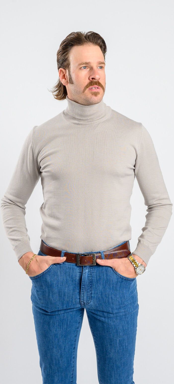 Pale grey cotton turtleneck