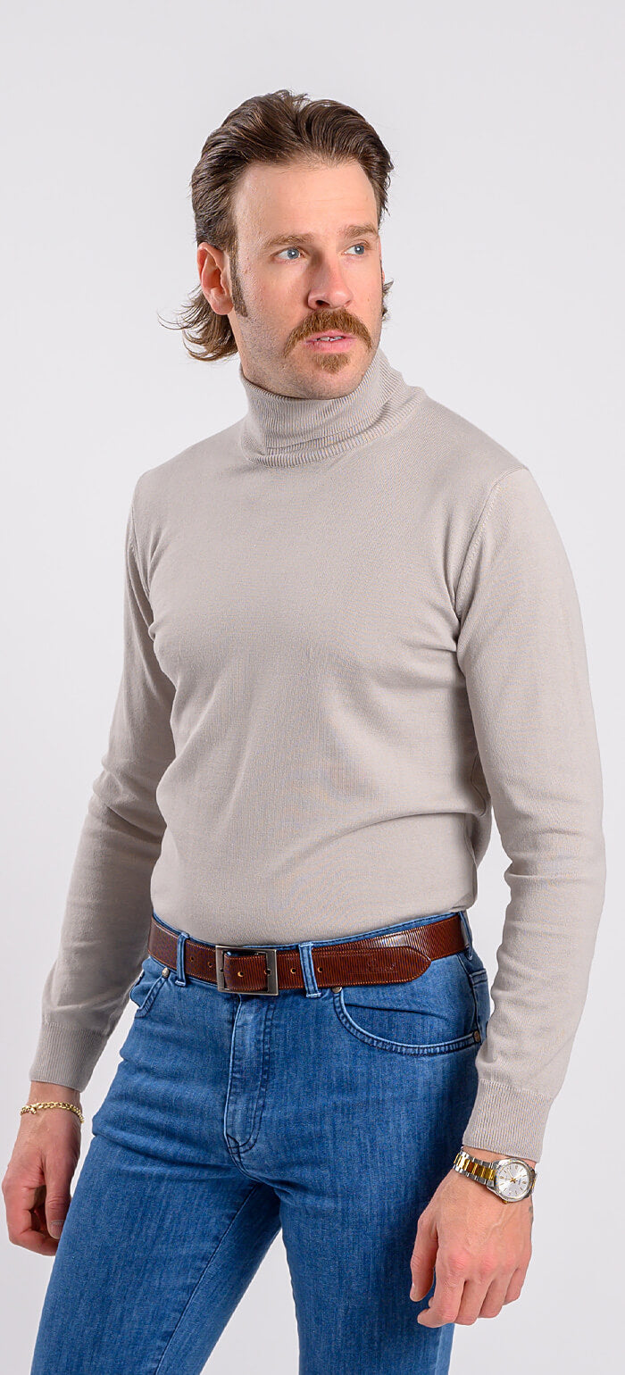 Pale grey cotton turtleneck