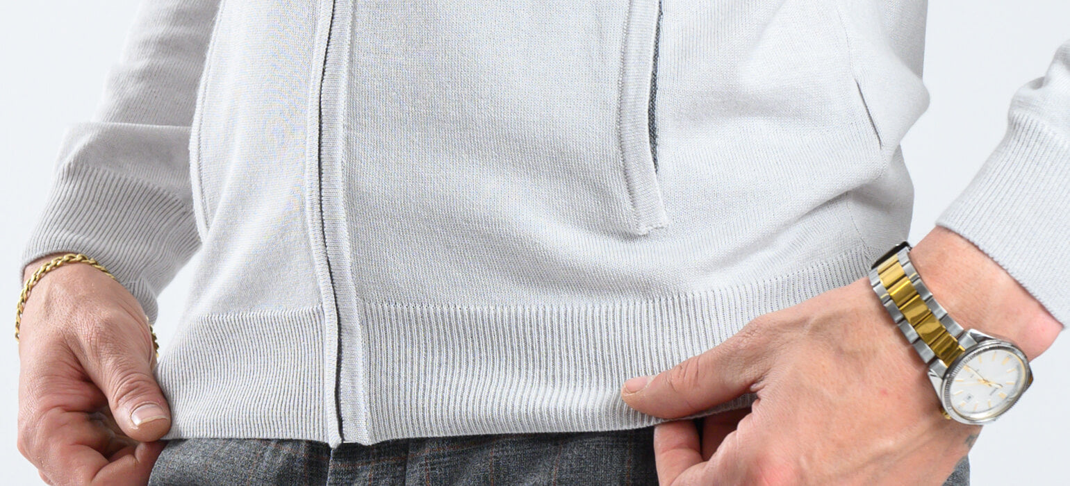 Pale gray zip-up sweater