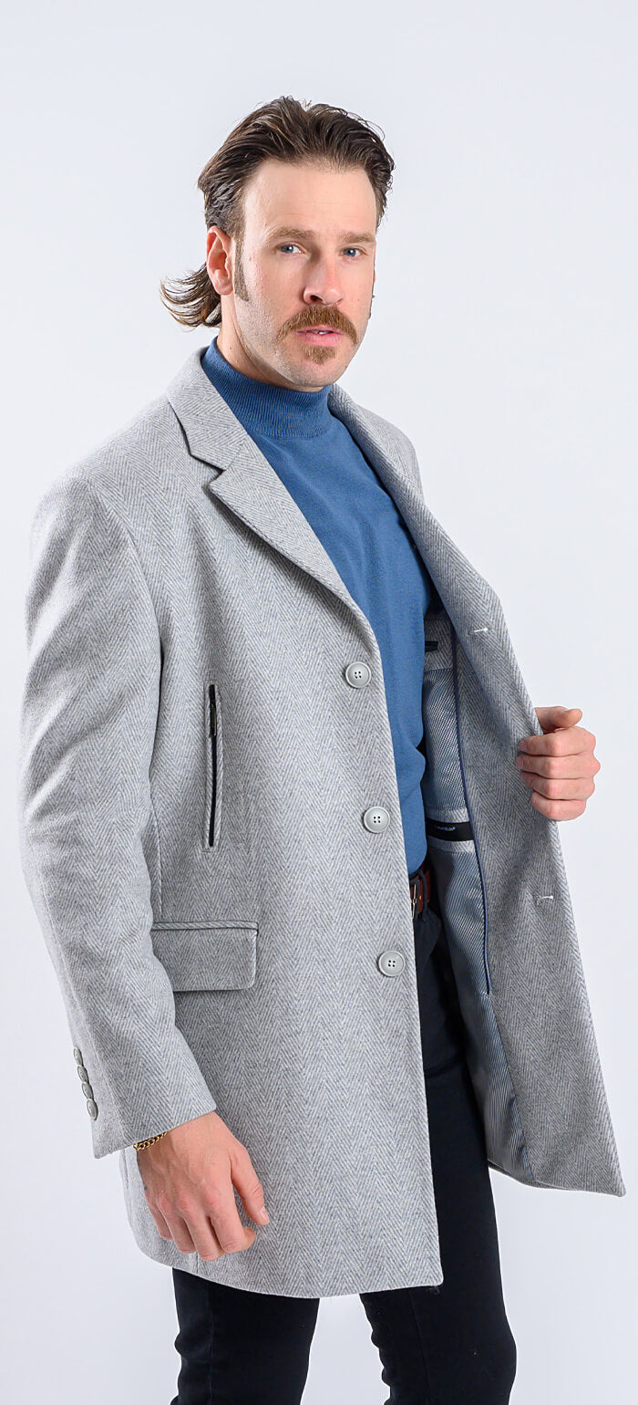 Pale grey wool coat with removable lining