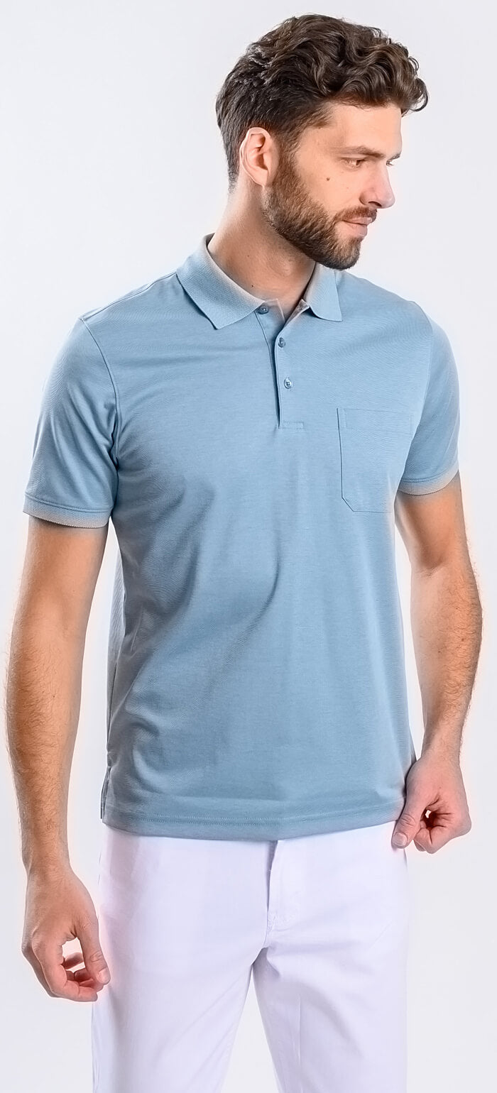 Pale green polo shirt