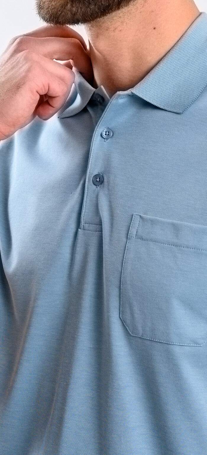 Pale green polo shirt