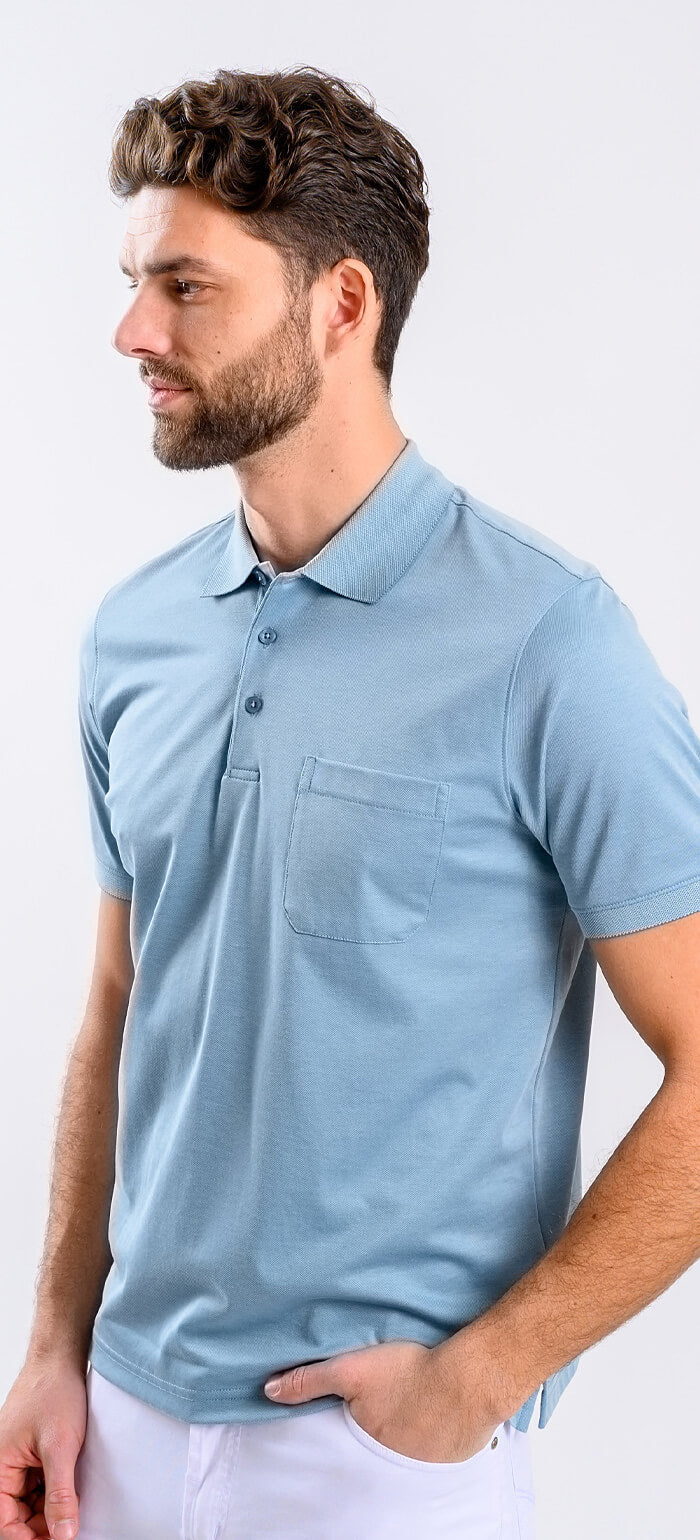 Pale green polo shirt