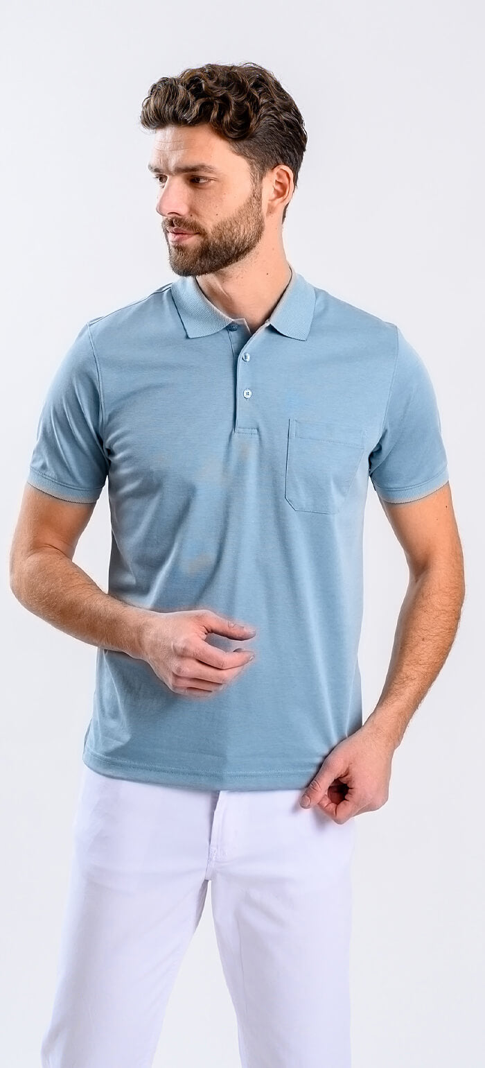 Pale green polo shirt