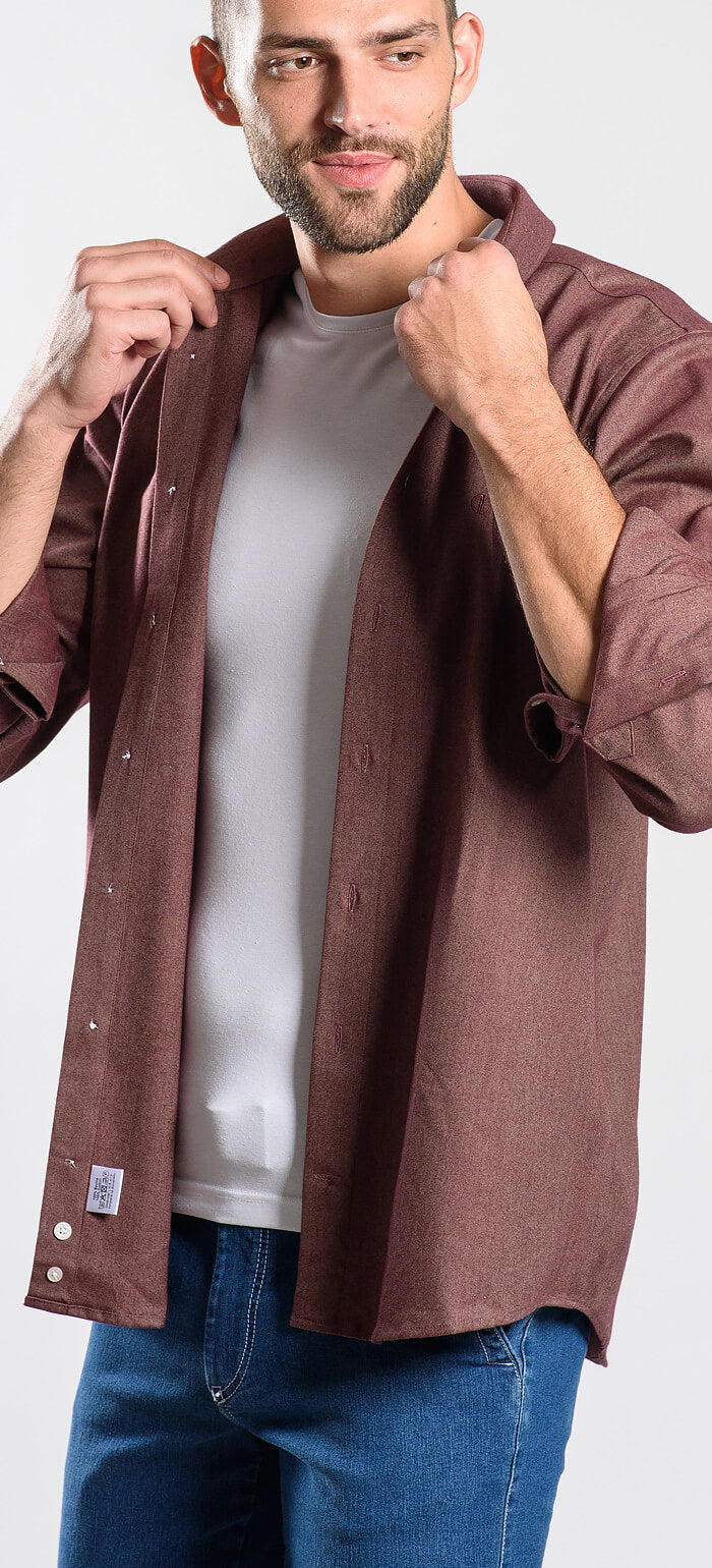 Burgundy Slim Fit Flannel Shirt