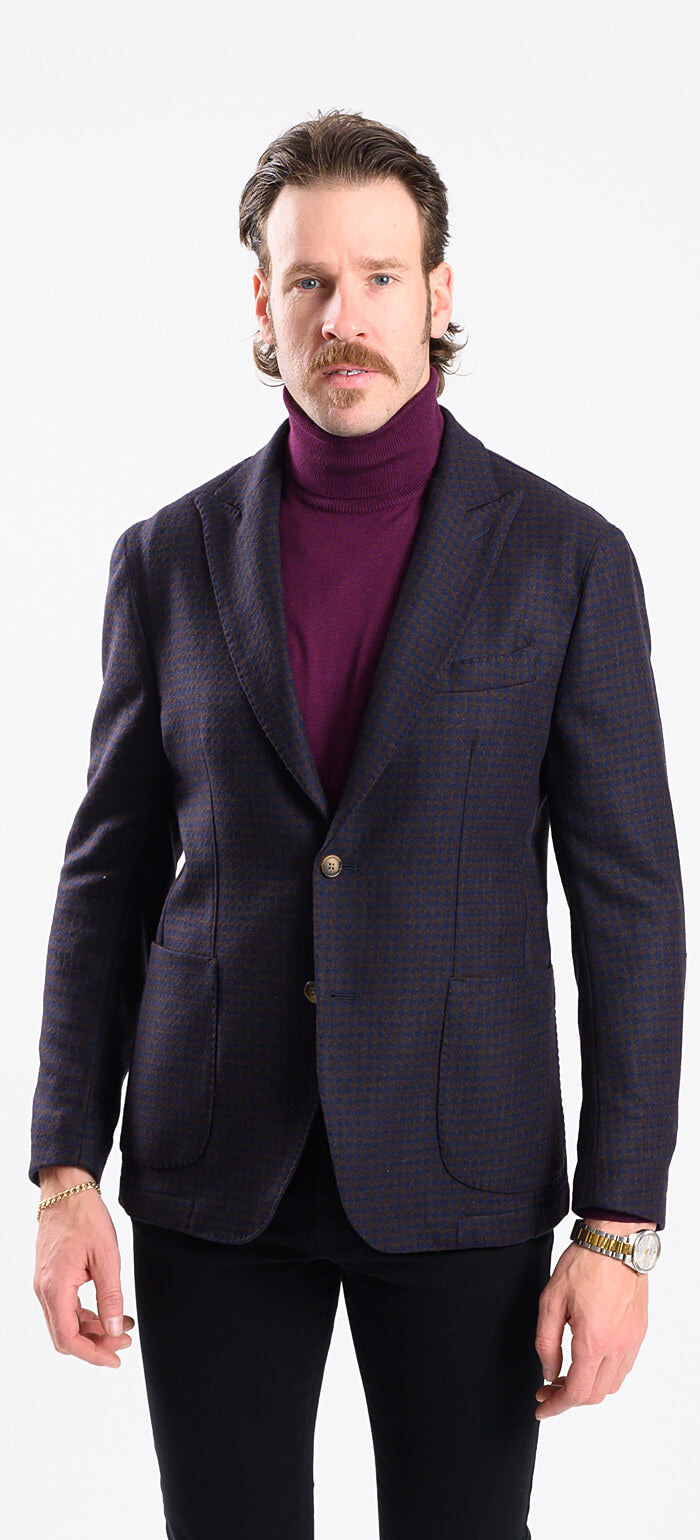 Burgundy wool jacket with pattern