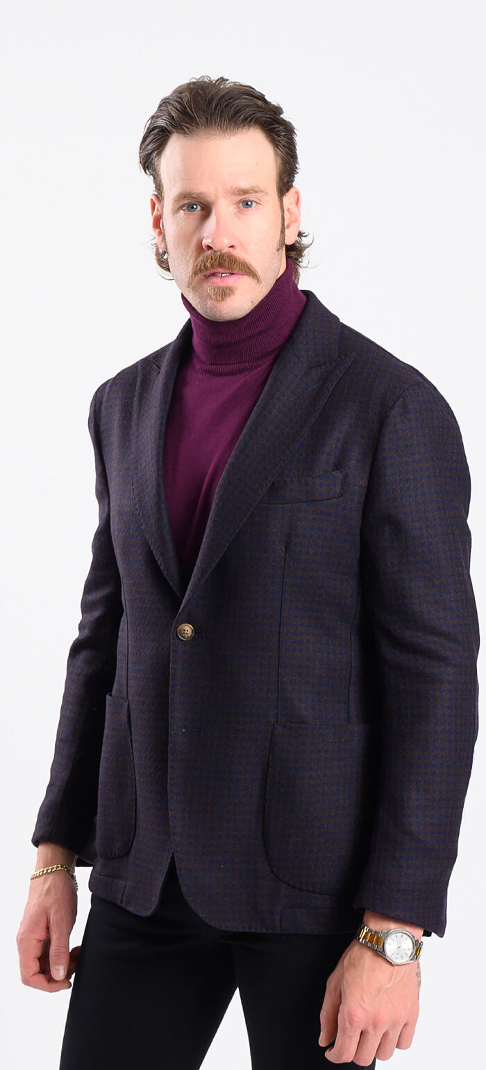 Burgundy wool jacket with pattern