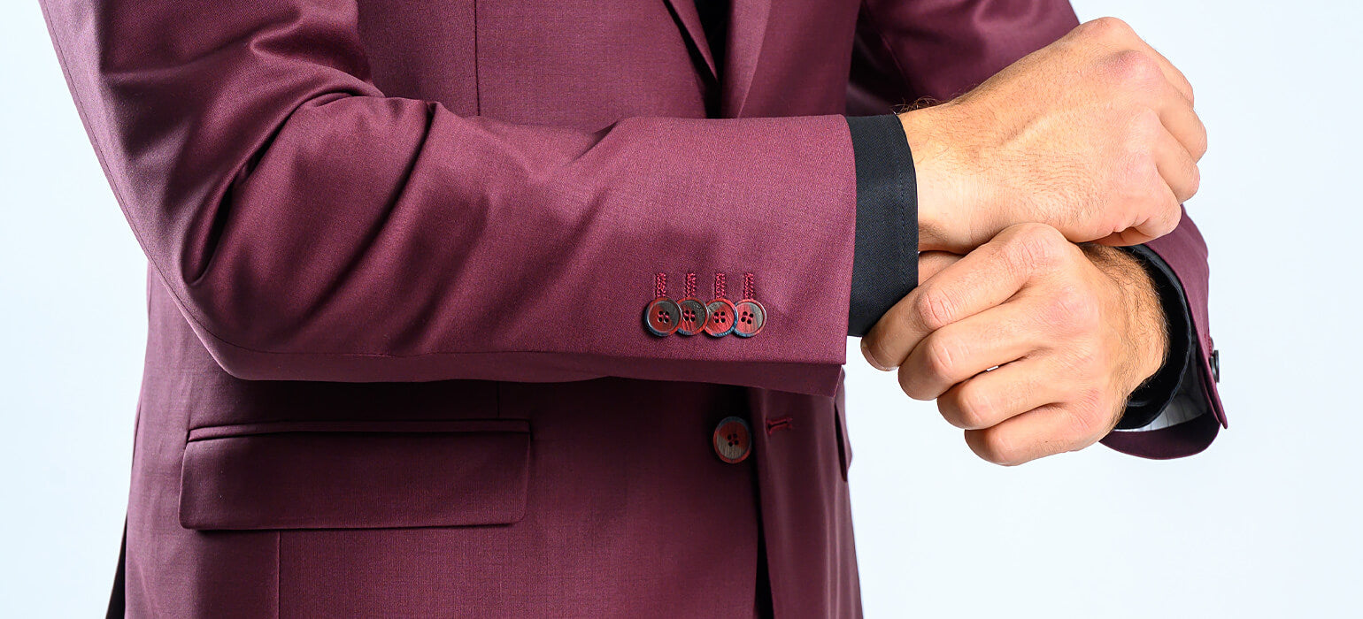 Burgundy Slim Fit Suit with Vest