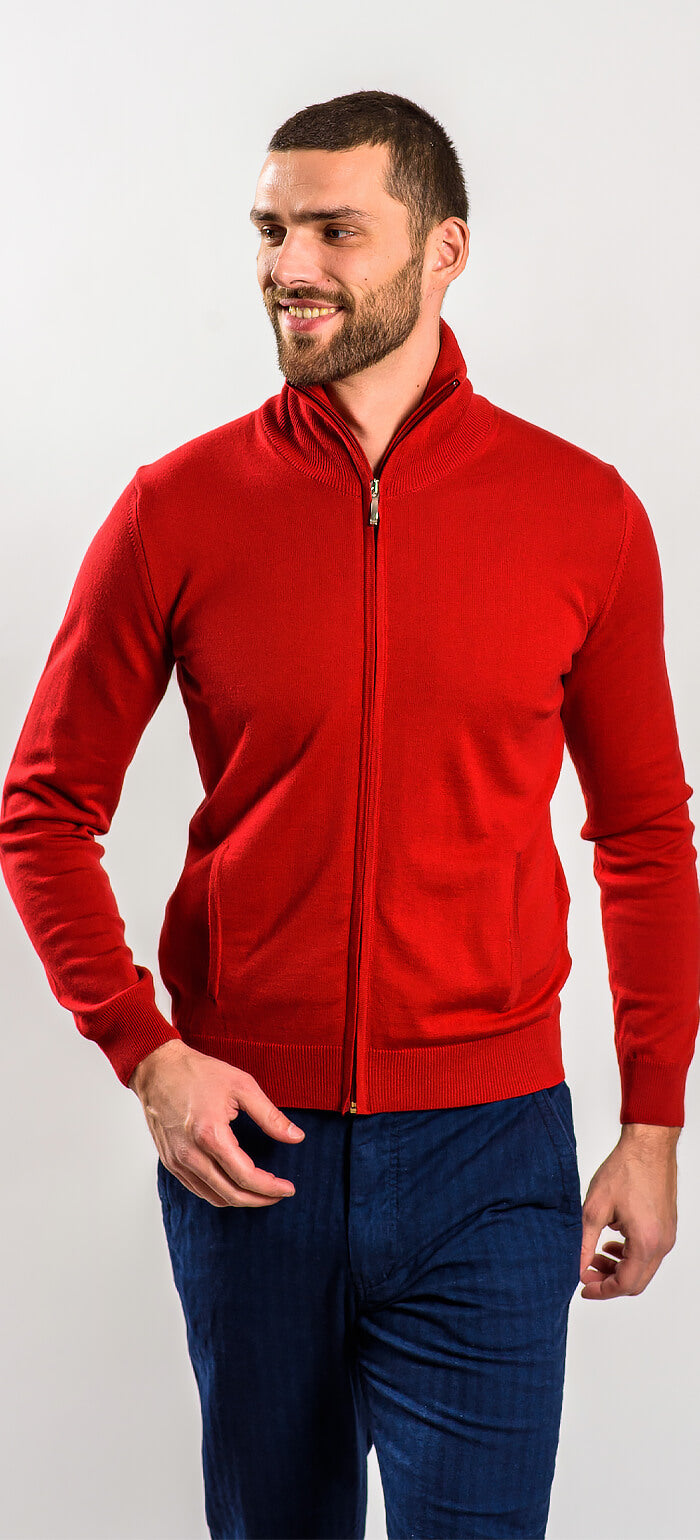 Burgundy zip-up sweater