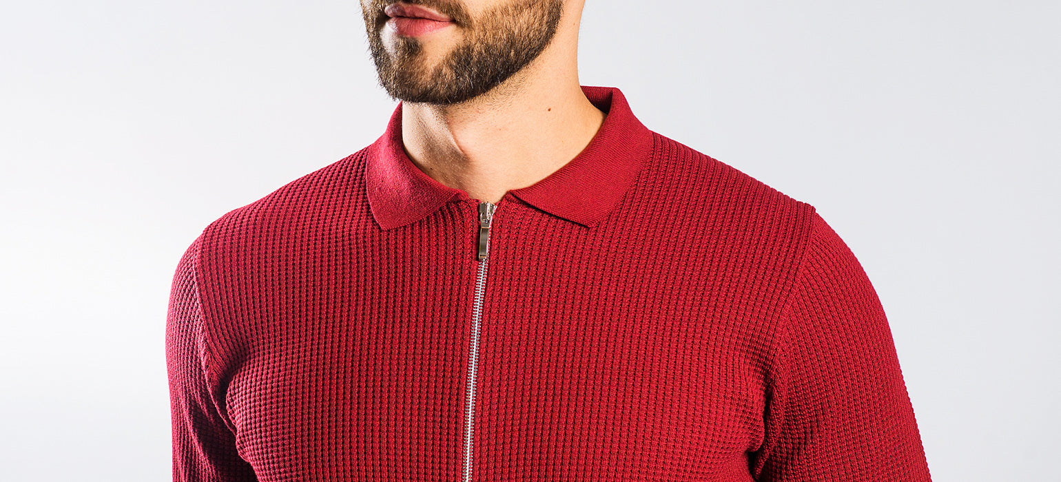 Burgundy zip-up sweater