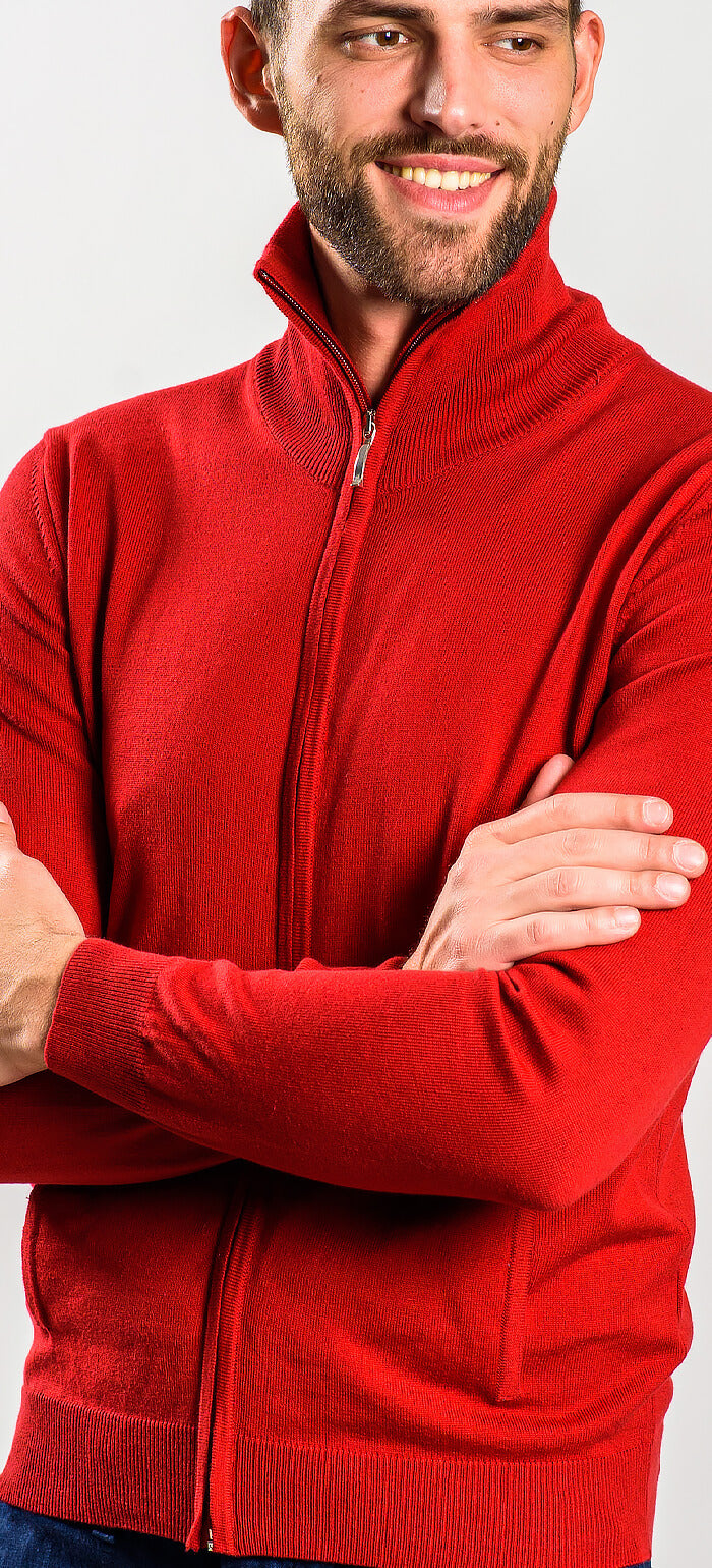 Burgundy zip-up sweater