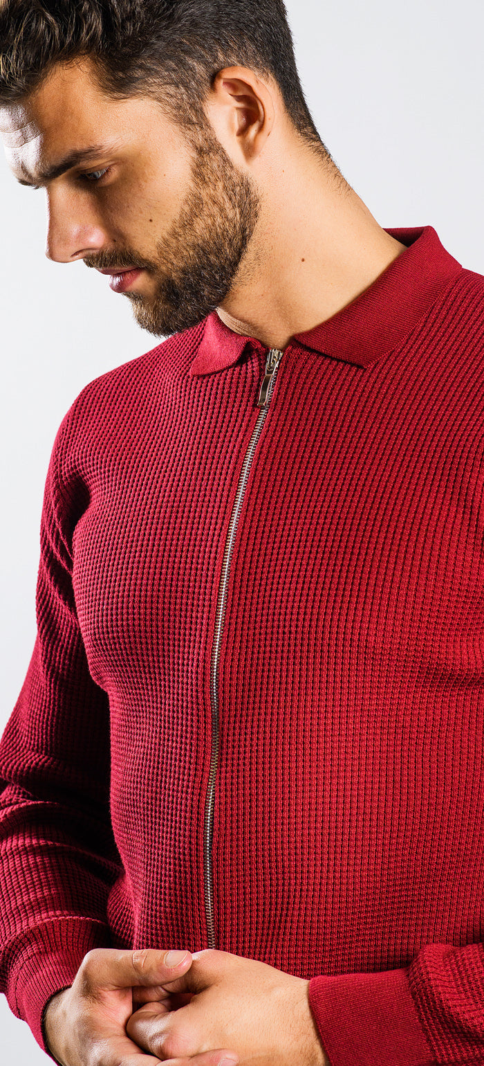 Burgundy zip-up sweater