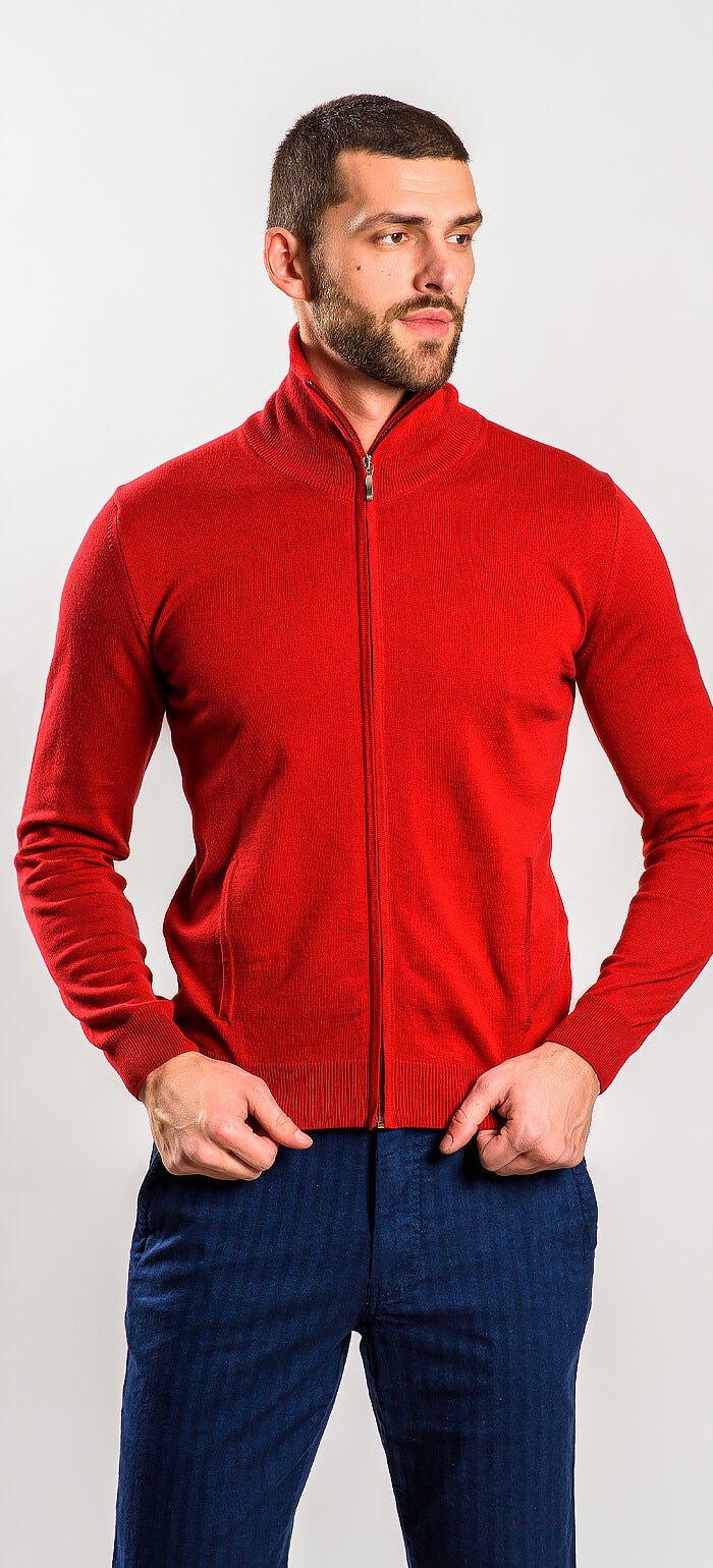 Burgundy zip-up sweater